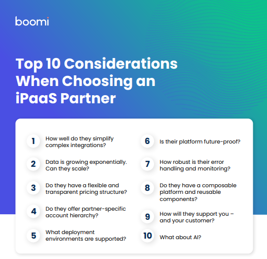 Top 10 Considerations When Choosing an iPaaS Partner